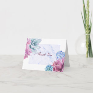 Vetplanten Moderne Marmeren Bloemen Chic Dank je w Bedankkaart