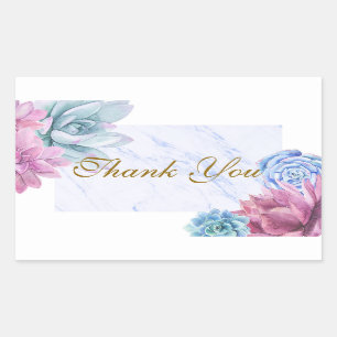 Vetplantjes Marble Chic Bruiloft Feest Favorietje Rechthoekige Sticker