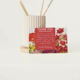 Vetrijke rode bloemen Bedankt Card Briefkaart