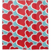 Vetrood hart herhalend patroongeluid douchegordijn (Voorkant)