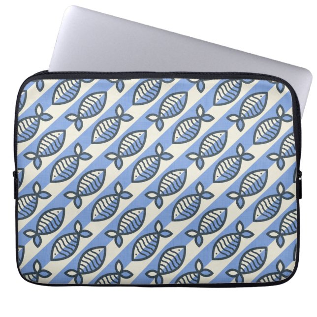 Vetroomblauwe vis laptop sleeve (Voorkant)