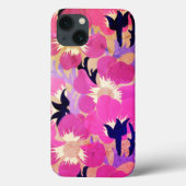 Vetrozene Roze & Paarse Windflower Patroon Retro Case-Mate iPhone Case (Achterkant)