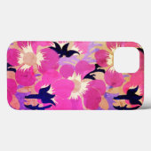 Vetrozene Roze & Paarse Windflower Patroon Retro Case-Mate iPhone Case (Achterkant (horizontaal))
