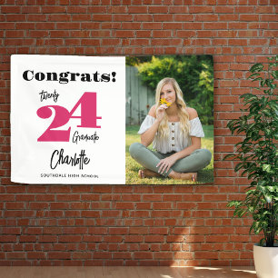 Vette 2026 Roze Gefeliciteerd Afstudeerfoto Banner