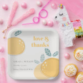 Vette Abstracte Bedankt van de Lemon Fruity Bold W Papieren Bordje (Feest)