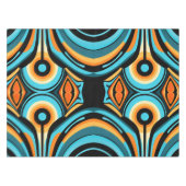 Vette abstracte golfbloemen Azure Cobalt Cascade Tafelkleed (Voorkant (Horizontaal))