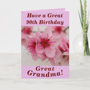 Vette Bloemen 90ste Verjaardag Kaart voor Oma