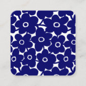 Vette bloemen - Donkerblauw en wit Vierkante Visitekaartje (Voorkant)
