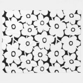 Vette bloemen - Wit op zwart Fleece Deken (Voorkant (Horizontaal))