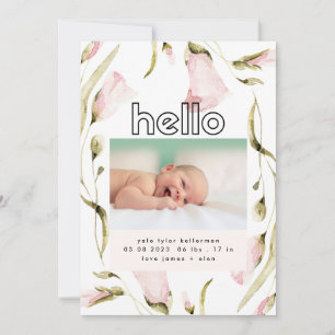 vette boho roze hallo baby geboorte aankondiging