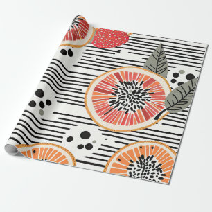 Vette citrus schijf strepen (3) cadeaupapier