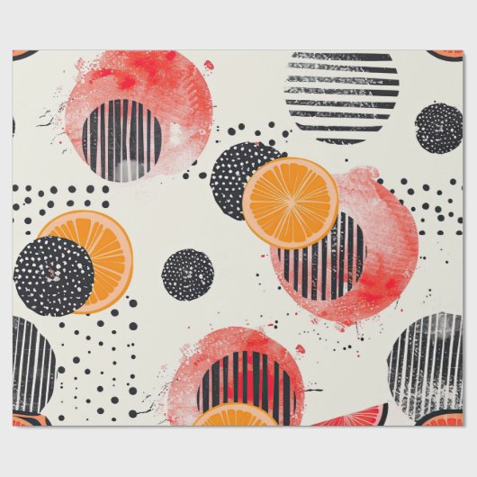 Vette citrus schijf strepen (6) cadeaupapier (Vlak)