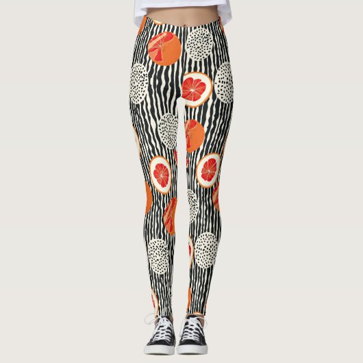Vette citrus schijf strepen (6) leggings (Voorkant)