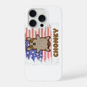 Vette Corgi Patriottische Vlag van de VS Grappig H iPhone 15 Pro Hoesje