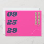 Vette datum roze en groene retro foto website brui save the date (Voorkant)