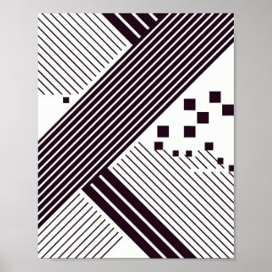 Vette diagonale strepen met geometrische vierkante poster