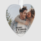 Vette eerste kerst getrouwde foto Ornament (voorkant)