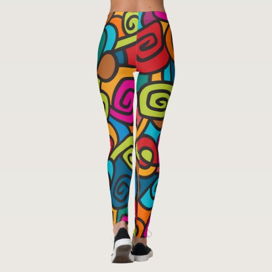 Vette en kleurrijke Swirly Design Leggings (Achterkant)