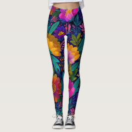 Vette Exotische Bloemen Stijlvolle & Chique Bloeme Leggings
