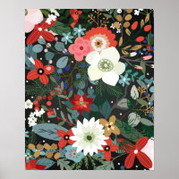 Vette Funky Colorful Floral Dark Chic Art