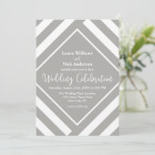 Vette grijze stapes moderne bruiloft kaart (Staand voorkant)