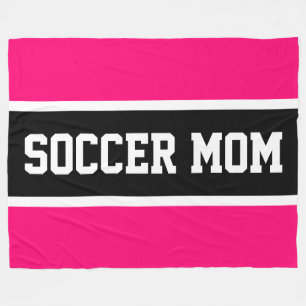 Vette heldere roze zwarte witte VOETBALMOEDER Stre Fleece Deken