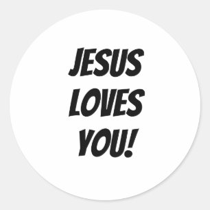 Vette Jezus houdt van je! Aangepast Christelijk Ronde Sticker