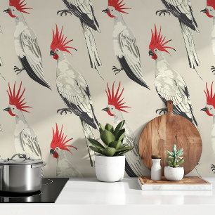 Vette kaketoes op neutraal canvas behang