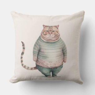 vette kat in jeans kussen