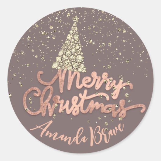 Vette kerstboomnaam Roos Gold Diamond Ronde Sticker (Voorkant)