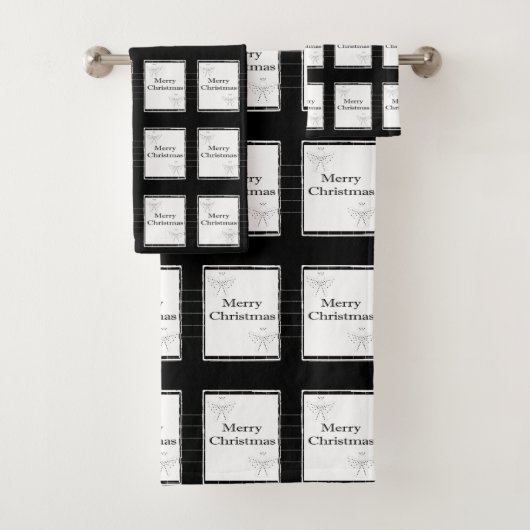 Vette kerstkeukensets, zwart-wit bad handdoek (Insitu)
