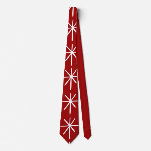 Vette kerstster MOD MidCentury Red Snowflake Stropdas (Voorkant)