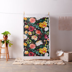 Vette kleuren bloemen collage patroon stof