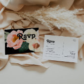 Vette kleurrijke Floral | Black Song Request RSVP Briefkaart