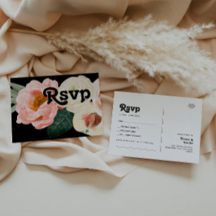 Vette kleurrijke Floral   Black Song Request RSVP Briefkaart