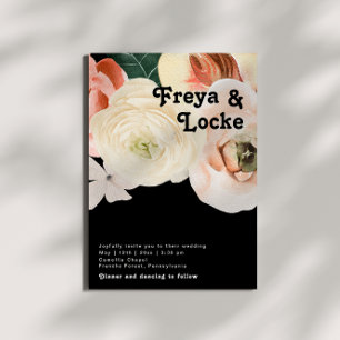 Vette kleurrijke Floral   Casual zwart huwelijk Kaart