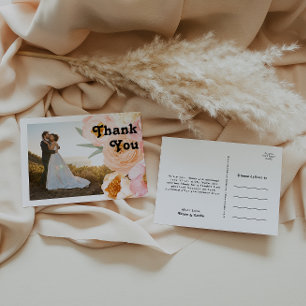 Vette kleurrijke Floral Foto bedankt Briefkaart