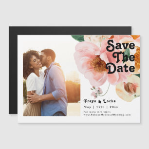 Vette kleurrijke Floral Horizontale sparen de Da Magnetische Uitnodiging