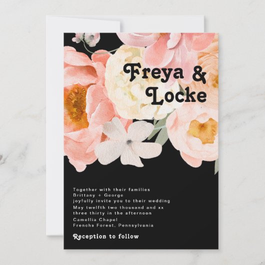 Vette kleurrijke Floral | Uitnodiging voor een zwa (Voorkant)