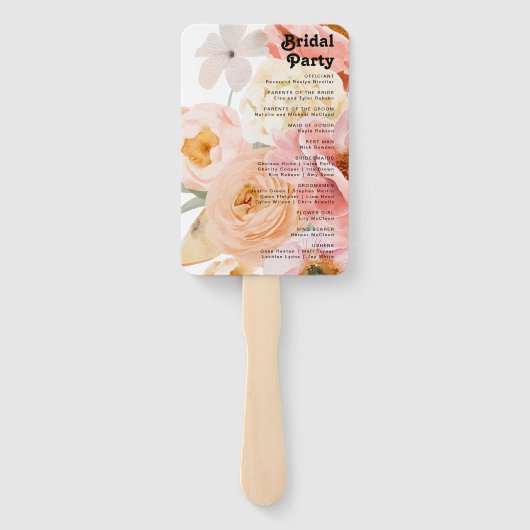 Vette kleurrijke Floral | Weddenschap-programma Handwaaier (Achterkant)