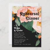 Vette kleurrijke Floral | Zwart repetitief diner Kaart (Voorkant)