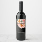 Vette kleurrijke Floral | Zwarte-Bridesmaid-voorst Wijn Etiket (Voorkant)