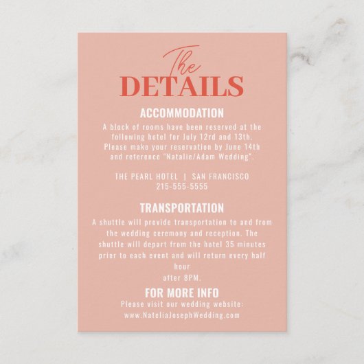 Vette kleurrijke Retro Funky Modern Wedding Detail Informatiekaartje (Voorkant)