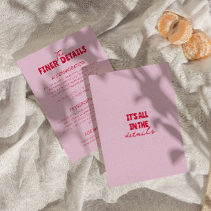 Vette kleurrijke Retro Funky Modern Wedding Detail Informatiekaartje