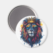 Vette Leeuwenkop met Zonnebril en Kroon Magneet (Voorkant / Achterkant)