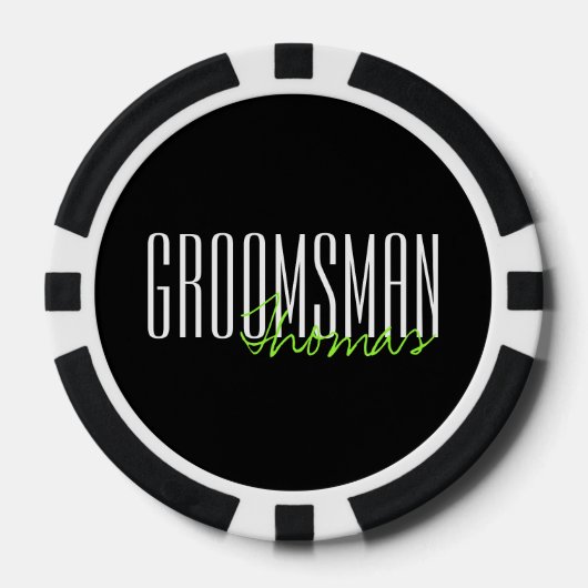Vette letters "Groomsman" Aangepaste bruiloft Poker Chips (Voorkant)