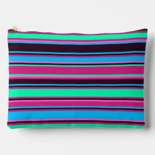Vette magenta, aqua en blauw gestreepte zak etui