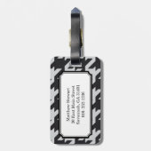 Vette, moderne, grijze houndstooth met monogram bagagelabel (Achterkant verticaal)