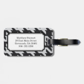 Vette, moderne, grijze houndstooth met monogram bagagelabel (Achterkant horizontaal)