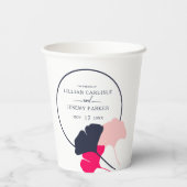 Vette moderne marine en roze roze bruine bruidssch papieren bekers (Achterkant)